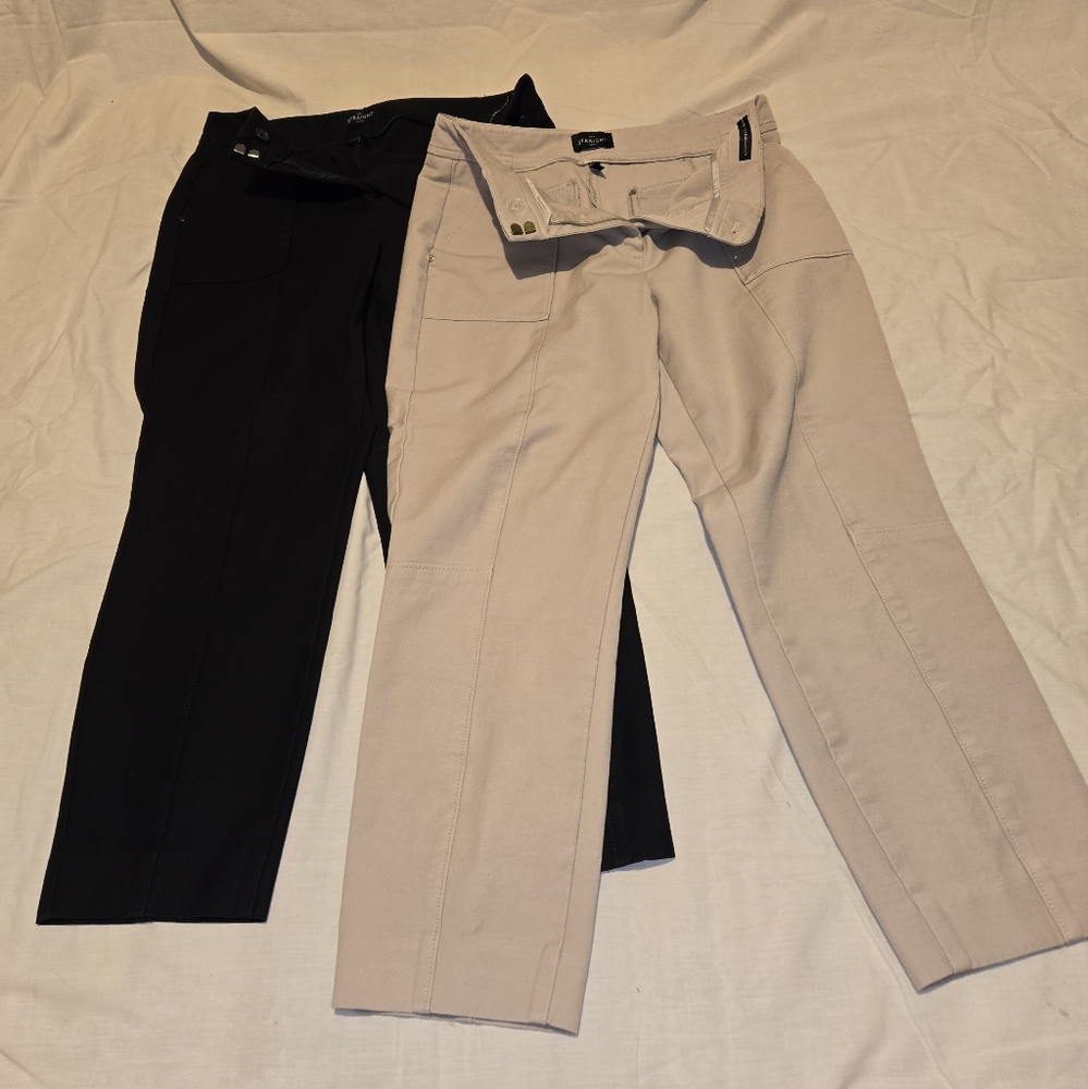 WHBM White House Black Market Two Pair Dress Pants Straight Crop Tan and Black
